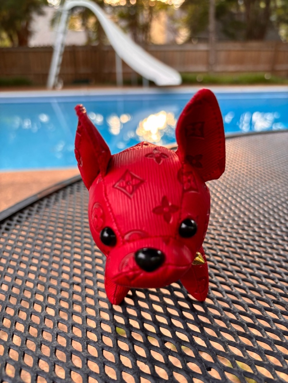 Bag Charm/Key Fob, Adorable Red Bulldog With Spiked Collar NWOT